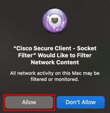 Mac network prompt box to confirm option